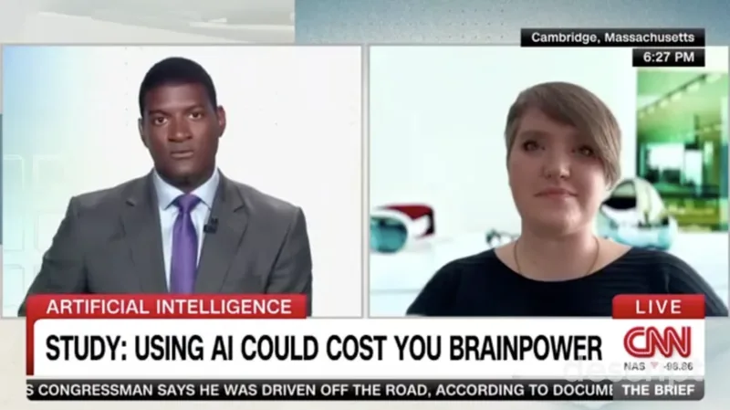CNN news article headline: Study says using AI could cost you brainpower